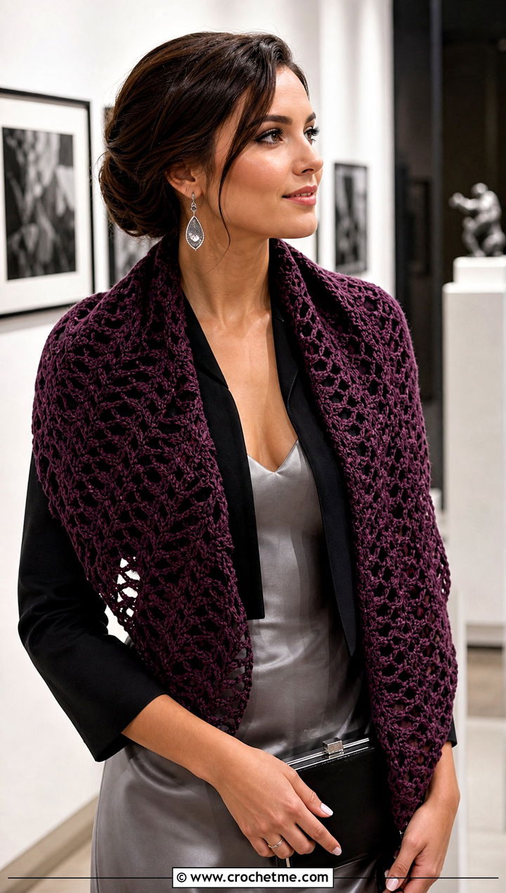 V Stitch Crochet Scarf With Slip Dress - 20 Beginner Crochet Projects Scarf outfit ideas
