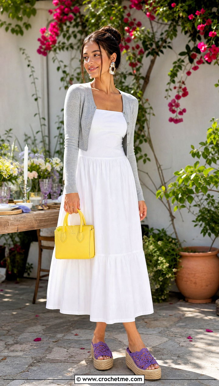 Valencia Crochet Lace Platform Espadrilles With Sundress - 15 Toms Crochet Shoes outfit ideas