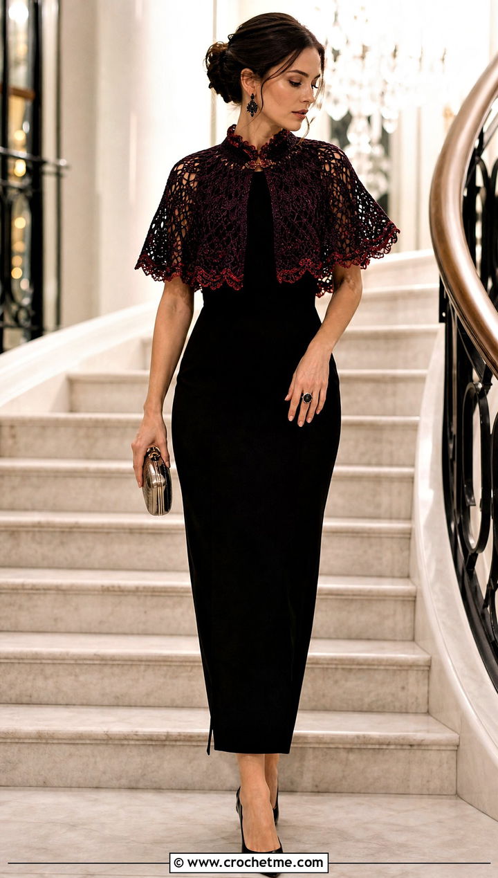 Vampire Crochet Capelet With Column Dress - 35 halloween crochet clothes and outfit ideas