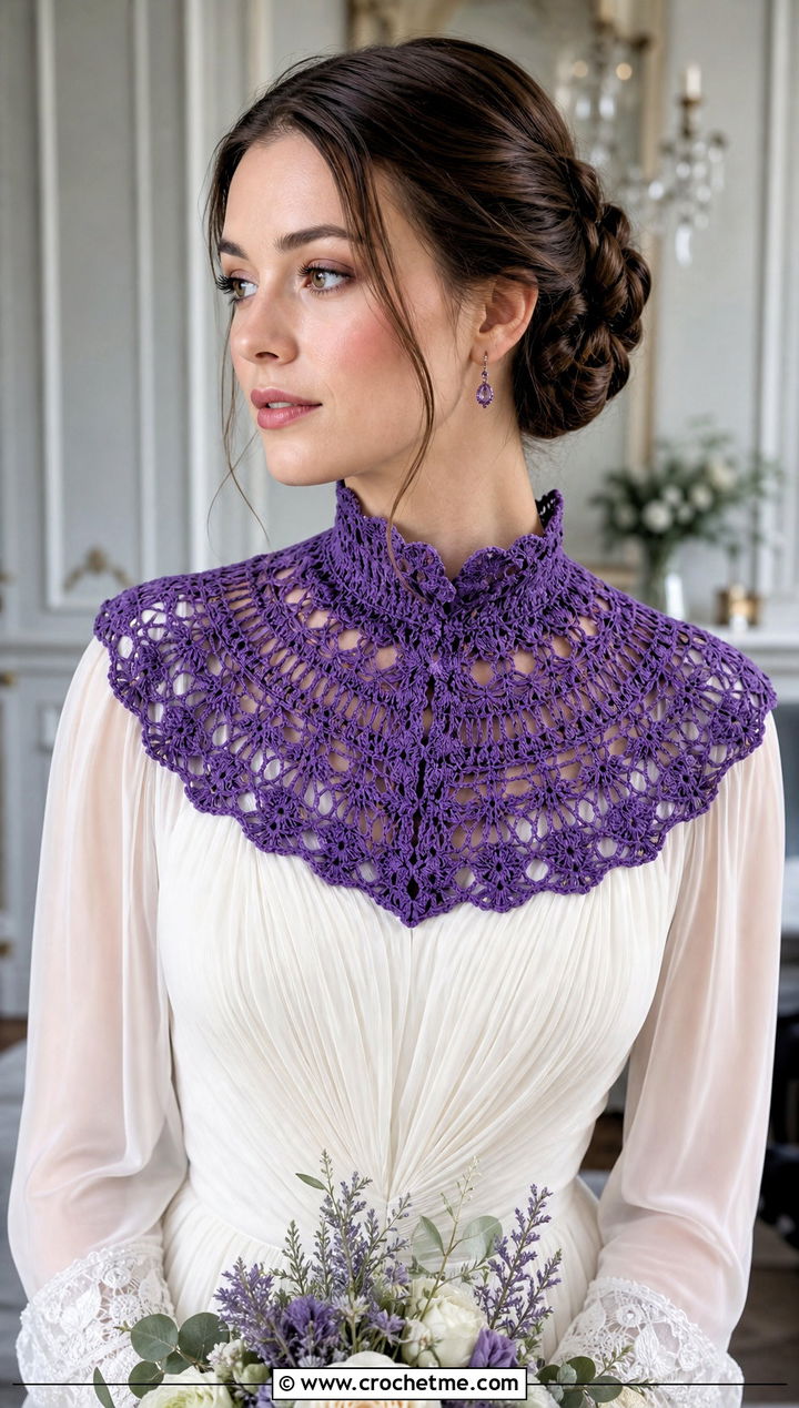 Victorian Crochet Collar With Long Sleeve Wedding Dress - 15 crochet collar for wedding dress diy outfit ideas
