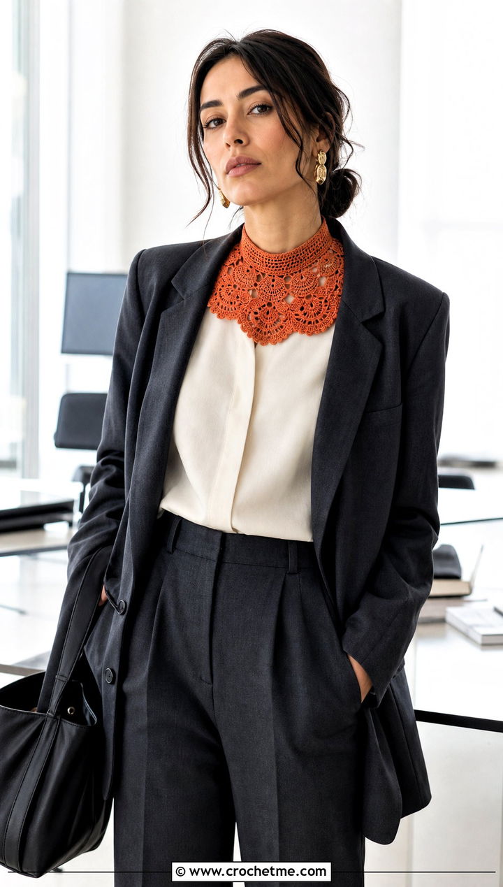 Victorian Crochet Doll Collar With Blouse And Modern Suit - 25 Crochet Doll Collar outfit ideas