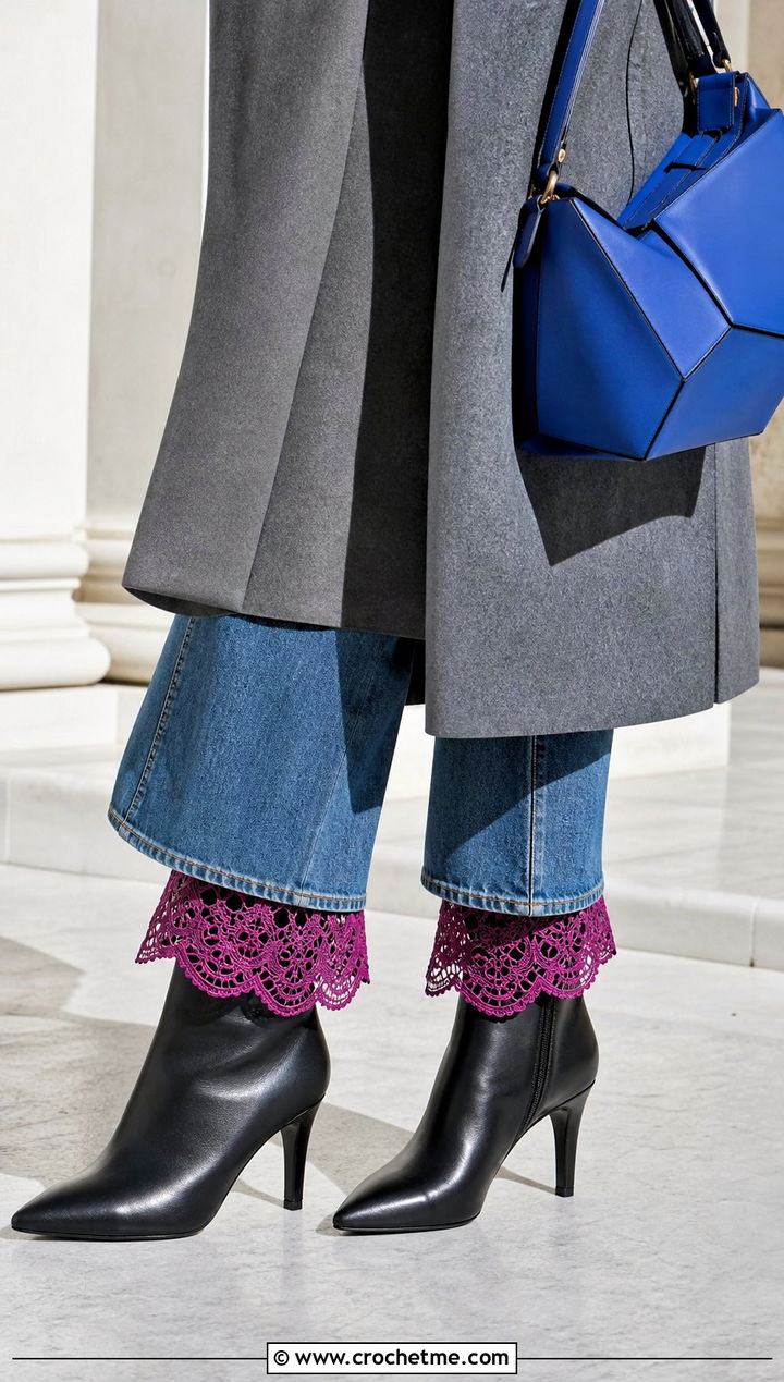 Victorian Lace Boot Cuffs With Cropped Jeans And Heeled Boots - 15 Crochet Lace Boot Cuffs outfit ideas