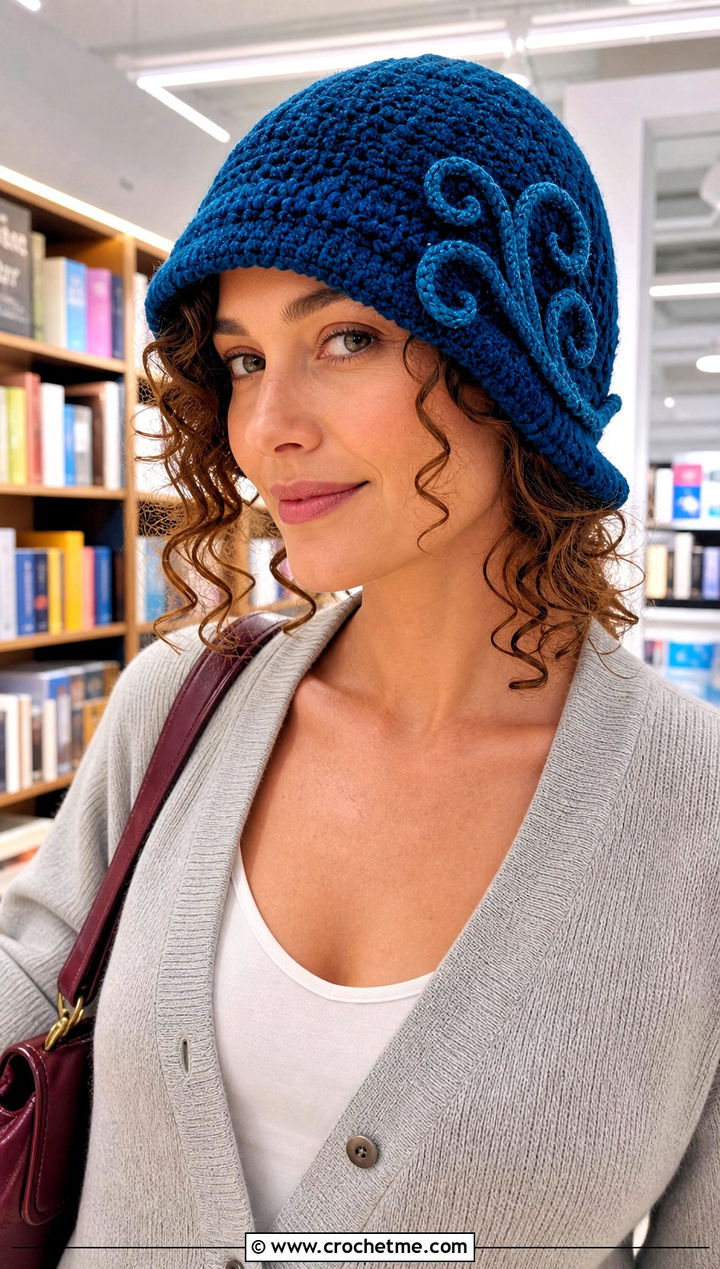 Vine Curly Cue Hat With Cardigan And Trousers - 25 Crochet Curly Cue Hat outfit ideas