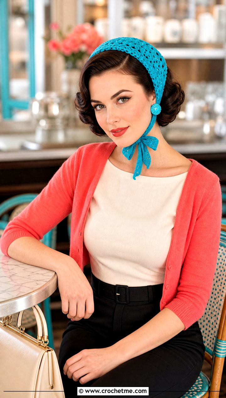 Vintage s Bonnet Crochet Headband With Capri Pants - 15 vintage crochet headband outfit ideas