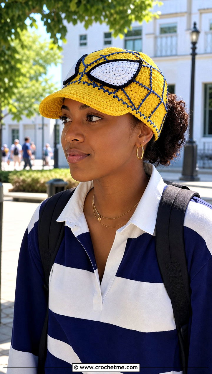 Visor Spider Man Beanie With Rugby Shirt - 15 Crocheted Spider Man Hat outfit ideas