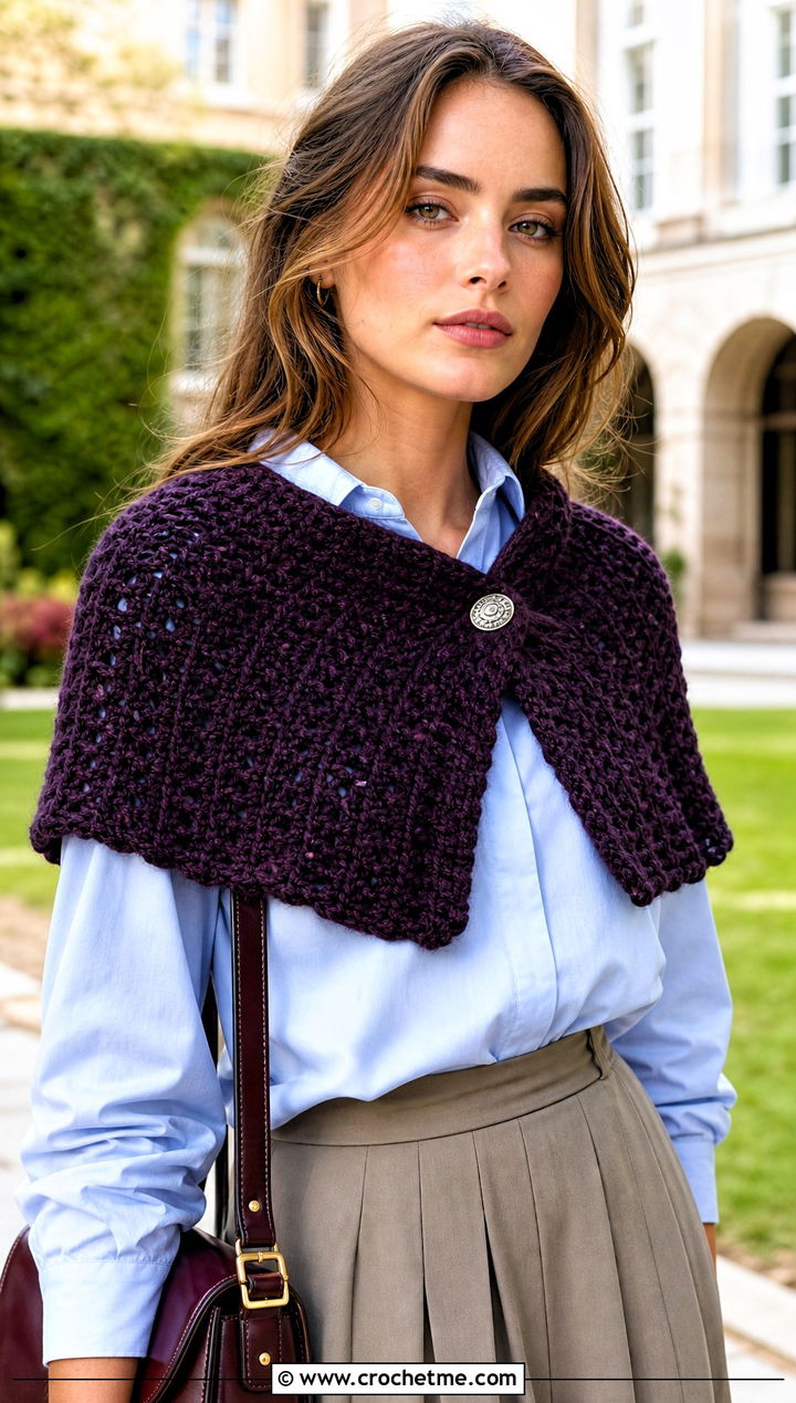 Waffle Crochet Shawlette With Pleated Skirt - 15 Waffle Crochet Shawl outfit ideas