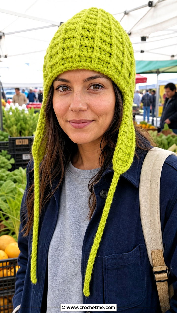 Waffle Stitch Crochet Russian Hat With Shacket - 35 crochet russian hat outfit ideas