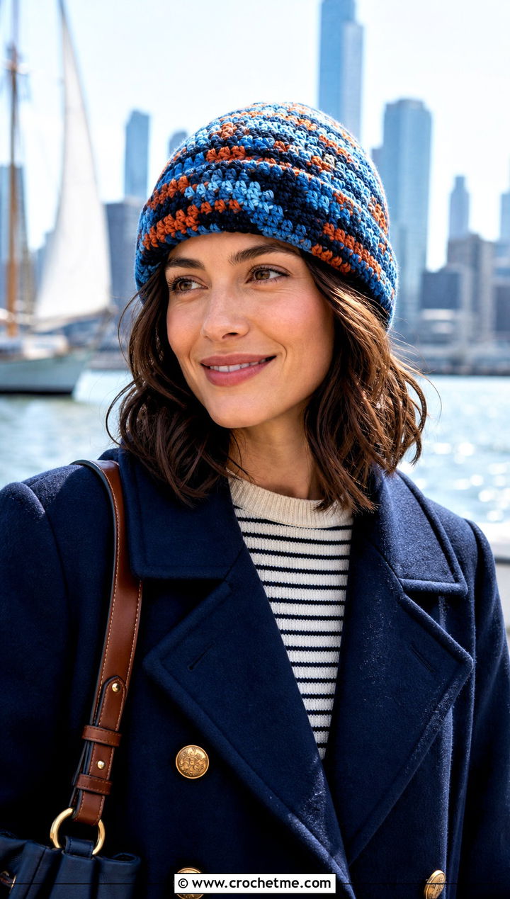 Watch Cap Camo Crochet Beanie With Peacoat - 20 Camo Beanie Crochet Hat outfit ideas