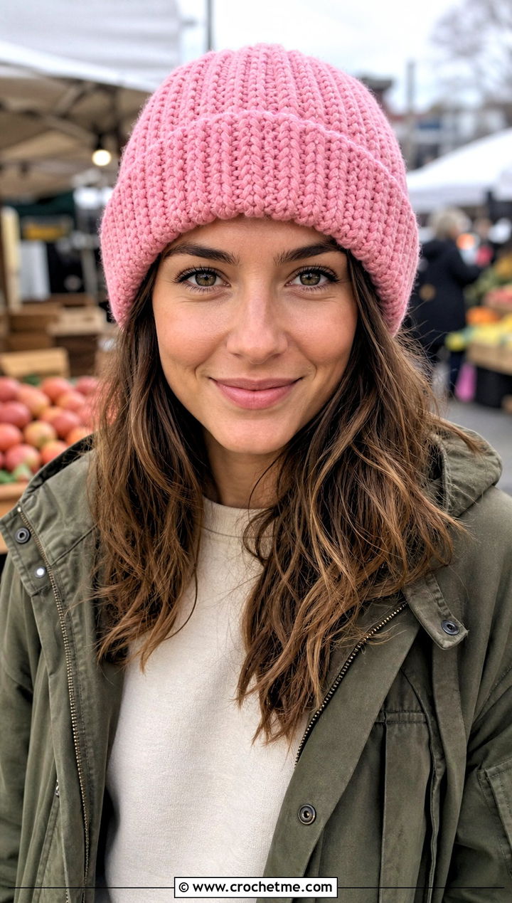 Watch Cap Chunky Ribbed Crochet Beanie With Utility Jacket - 25 Chunky Ribbed Crochet Hat outfit ideas