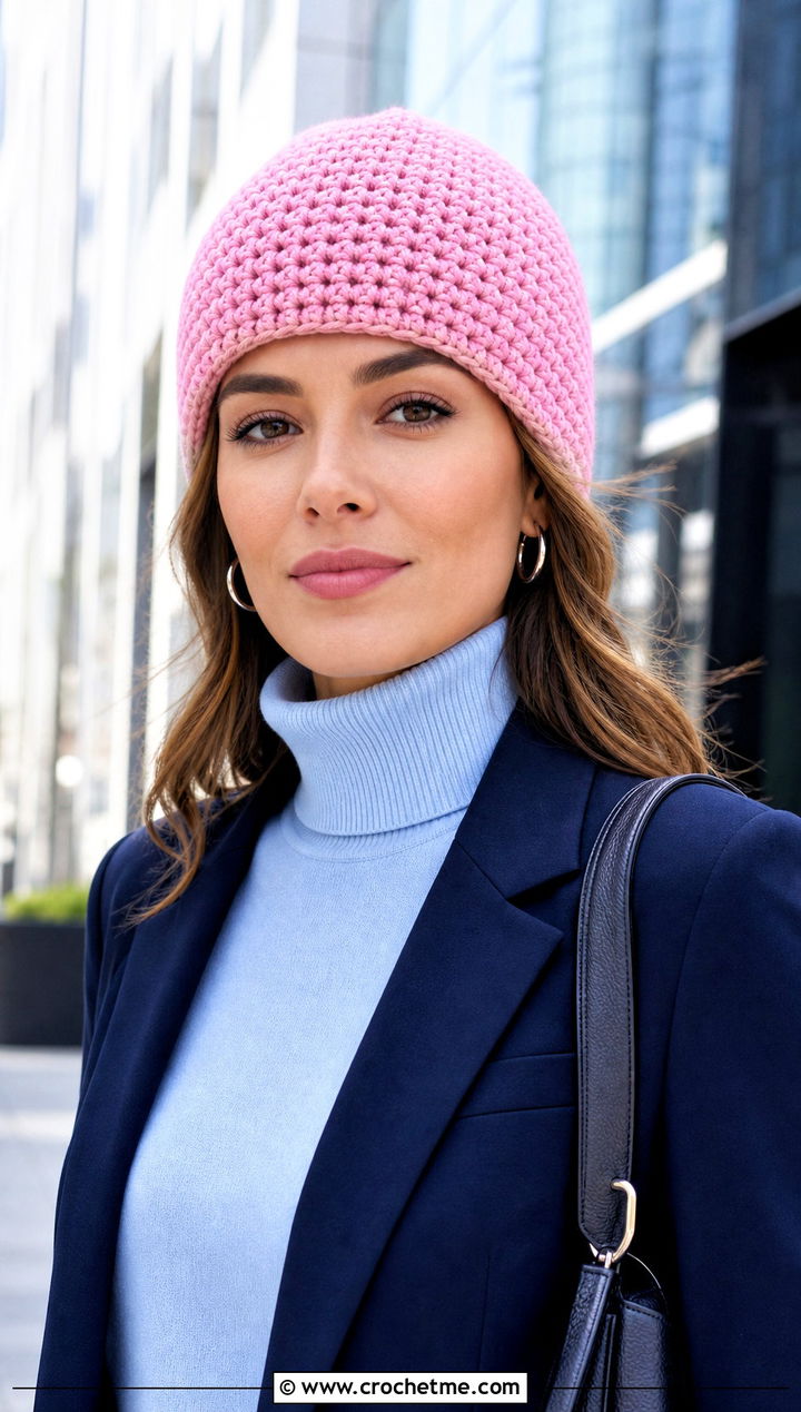 Watch Cap Crochet Ski Hat With Blazer And Trousers - 30 crochet ski hat outfit ideas