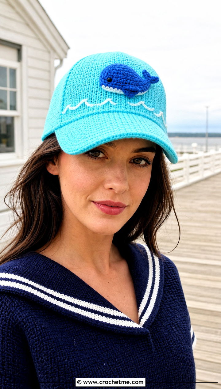 Whale Amigurumi Baseball Cap With Sailor Collar Top - 25 amigurumi baseball cap outfit ideas