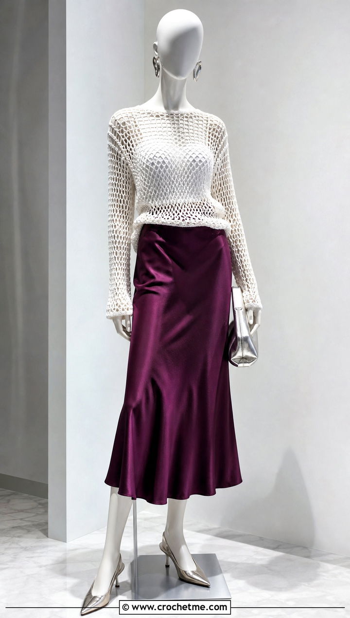 White Long Sleeve Mesh Crochet Top With Slip Skirt - 15 white crochet top on mannequin outfit ideas