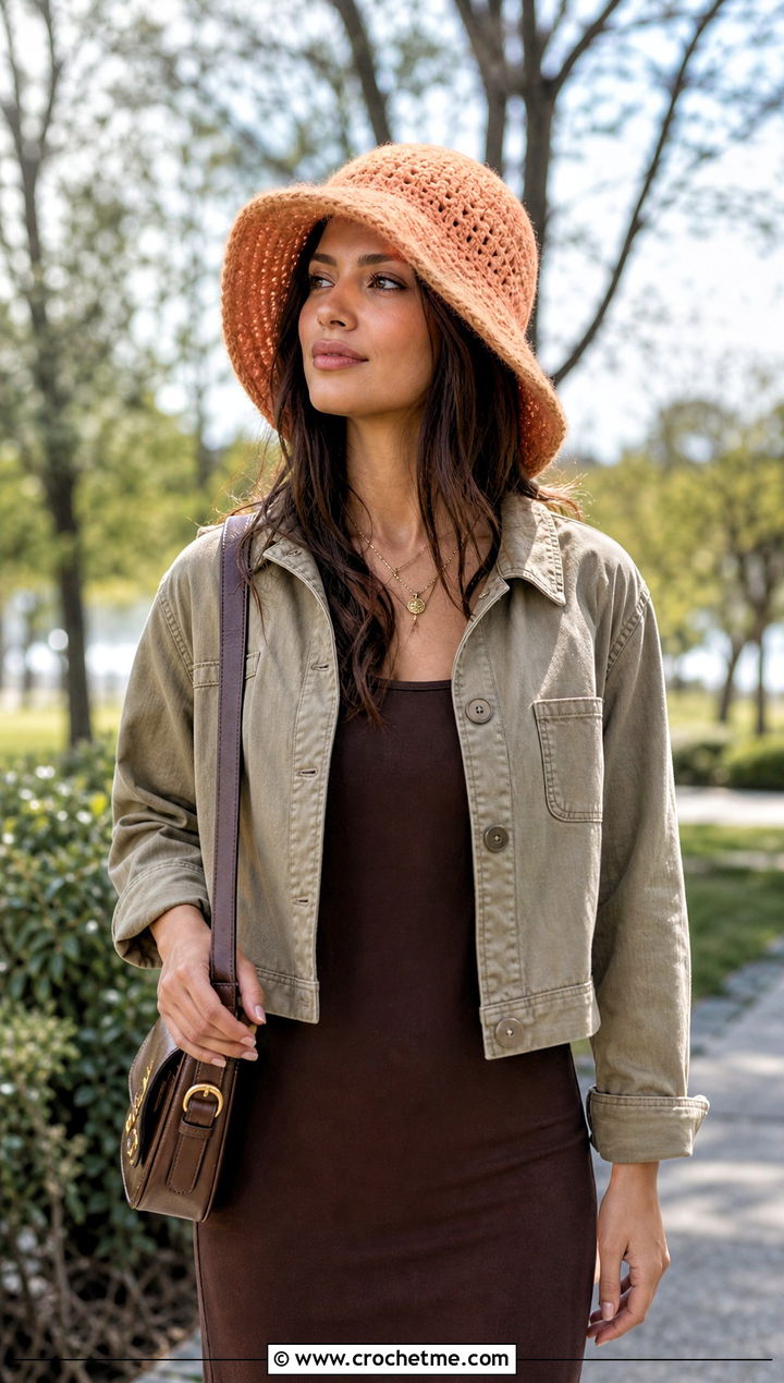 Wide Brim Fuzzy Crochet Bucket Hat With Maxi Dress - 25 fuzzy crochet bucket hat outfit ideas