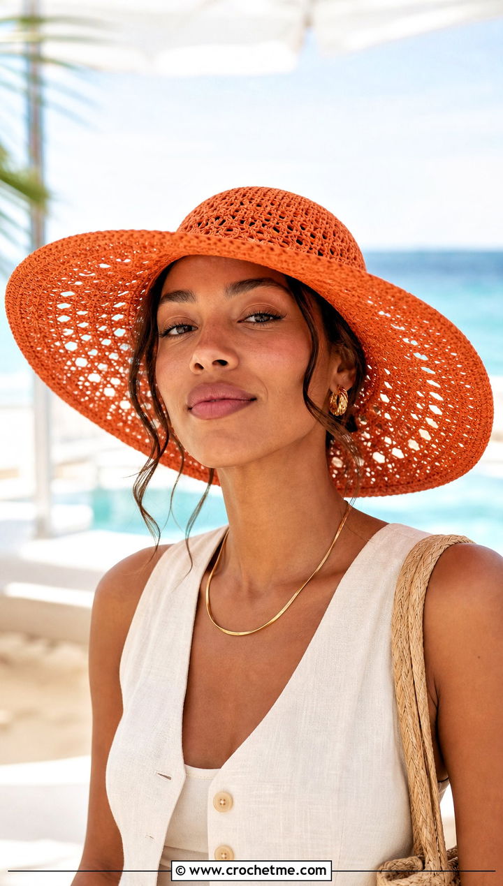 Wide Brim Jamaican Crochet Sun Hat With Linen Set - 25 Jamaican Crochet Hat outfit ideas