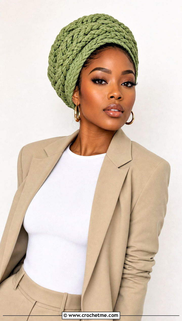 Wide Crochet Braid Headwrap With Wide Leg Trousers - 25 crochet braid headband outfit ideas