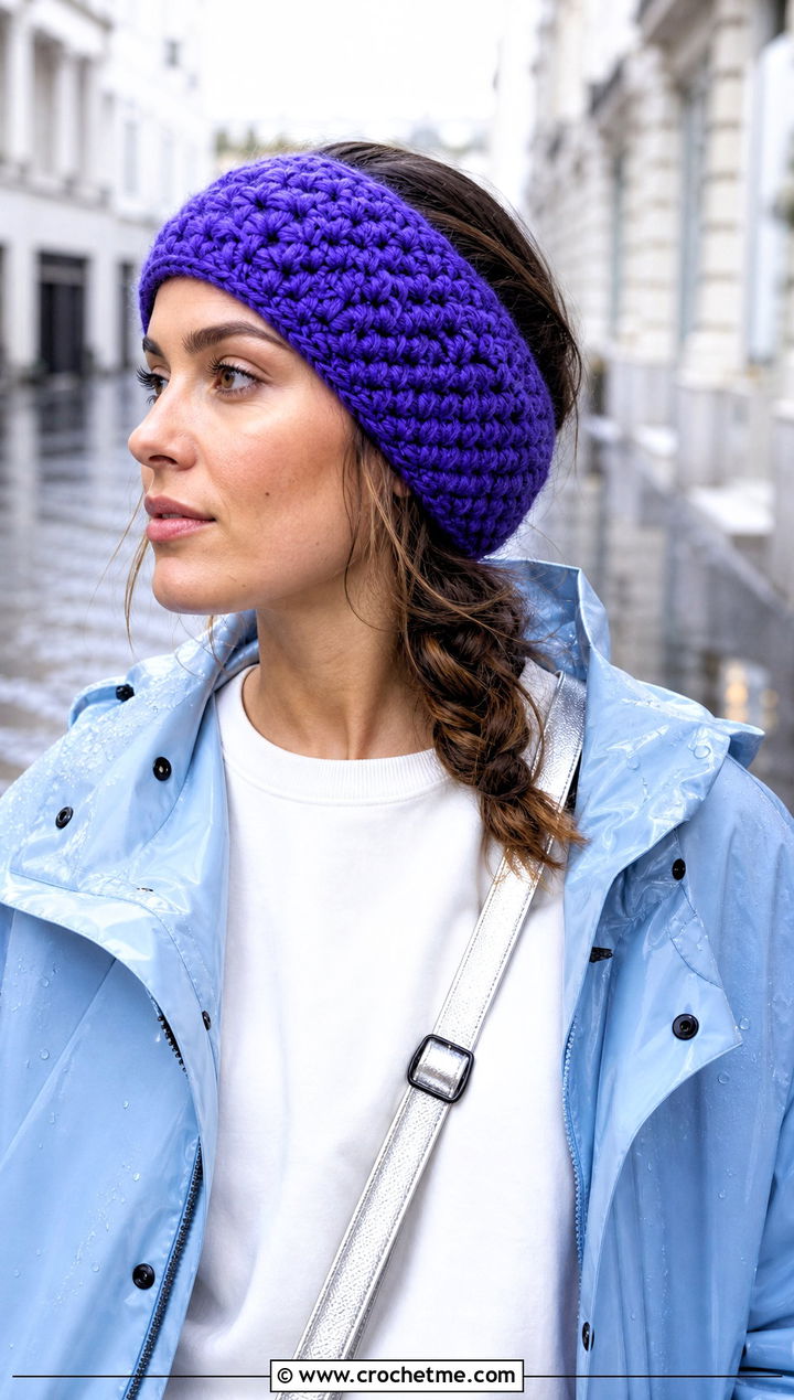 Wide Crochet Ear Warmer With Raincoat - 25 Easy Crocheted Headbands Ear Warmers outfit ideas