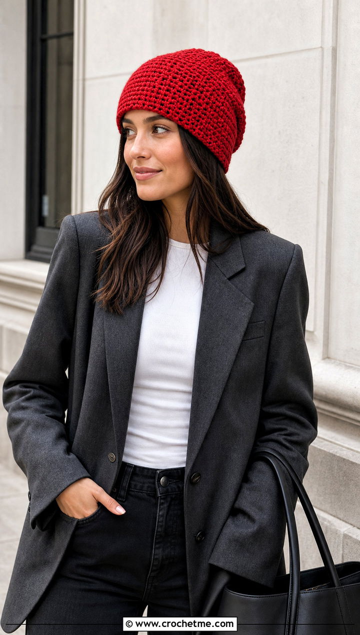 Willow Beanie With Blazer And Relaxed Jeans - 15 Willow Beanie By Crochet By Jennifer outfit ideas