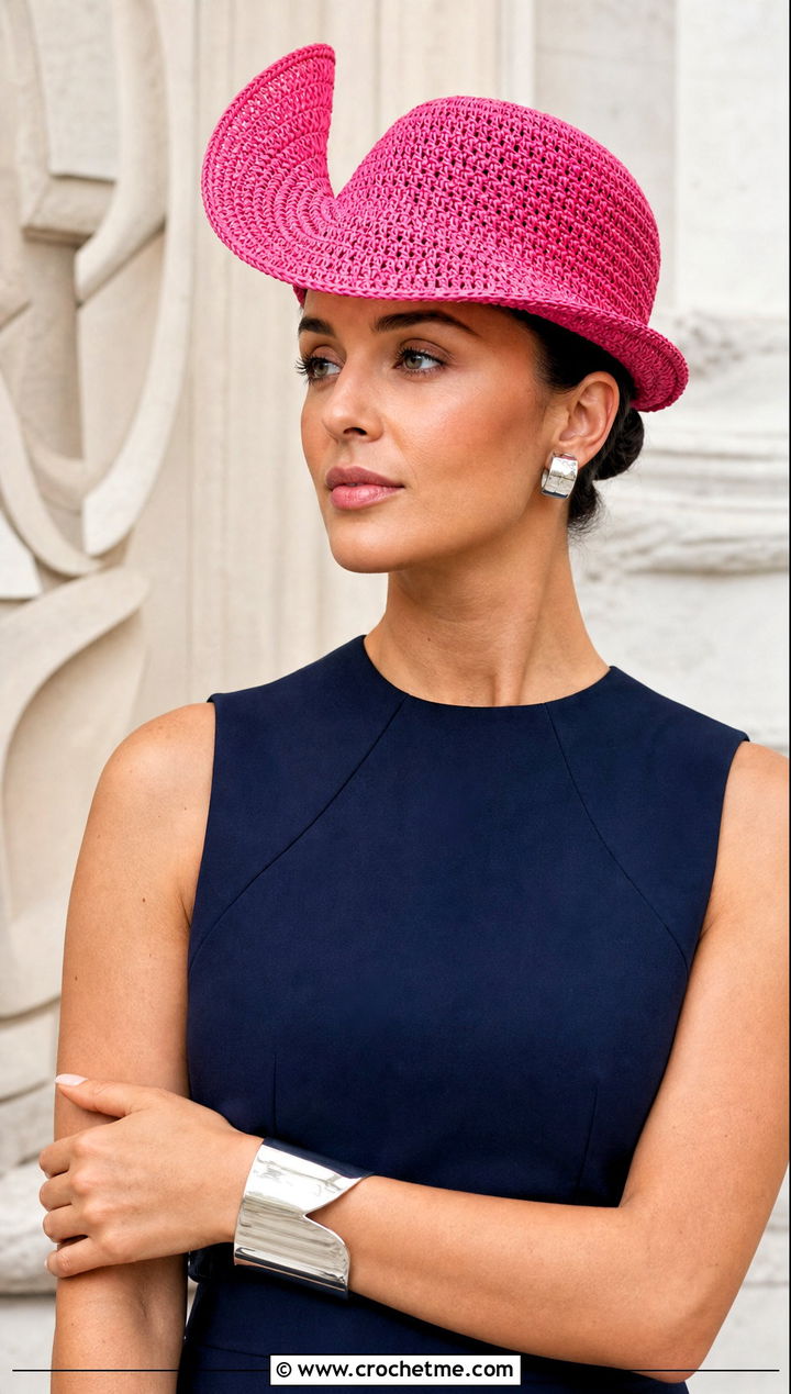 Wire Brim Crochet Derby Hat With Column Dress - 25 Crochet Derby Hat outfit ideas
