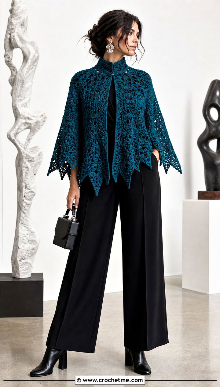 Witch Crochet Capelet With Tailored Jumpsuit - 35 halloween crochet clothes and outfit ideas