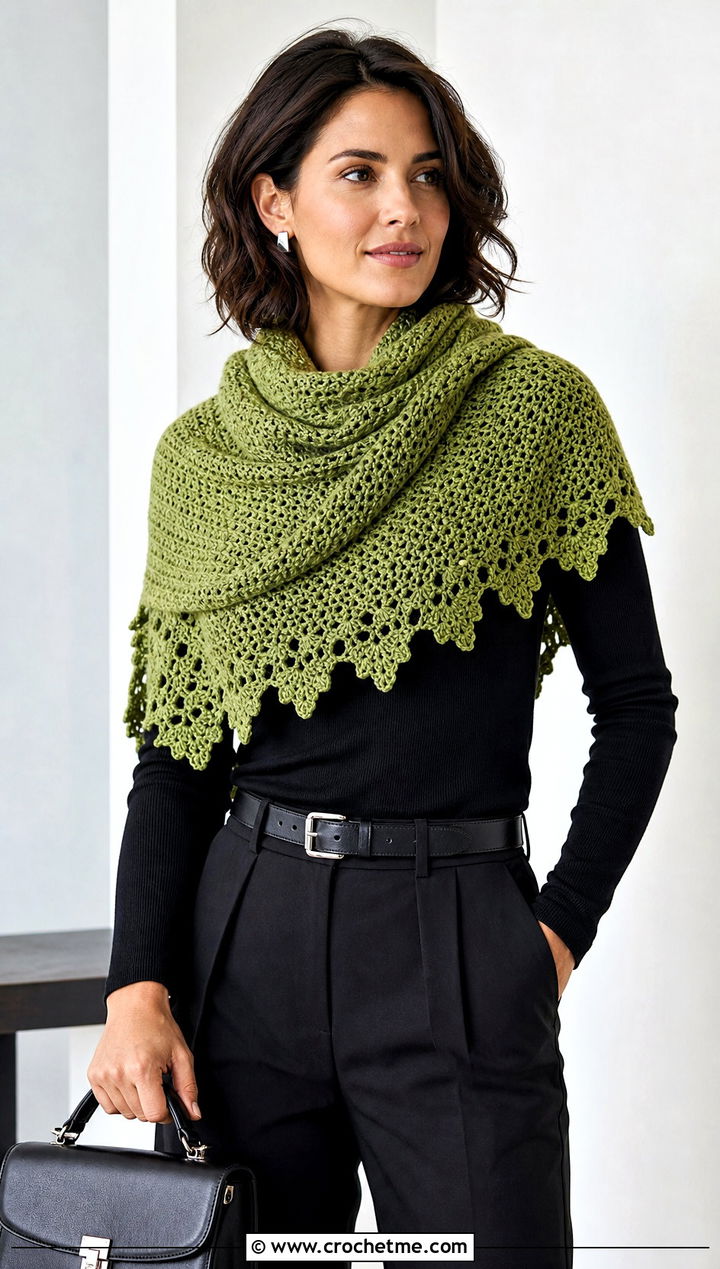Witchy Crochet Shawlette With Monochrome Black Outfit - 25 Witchy Crochet Shawl outfit ideas