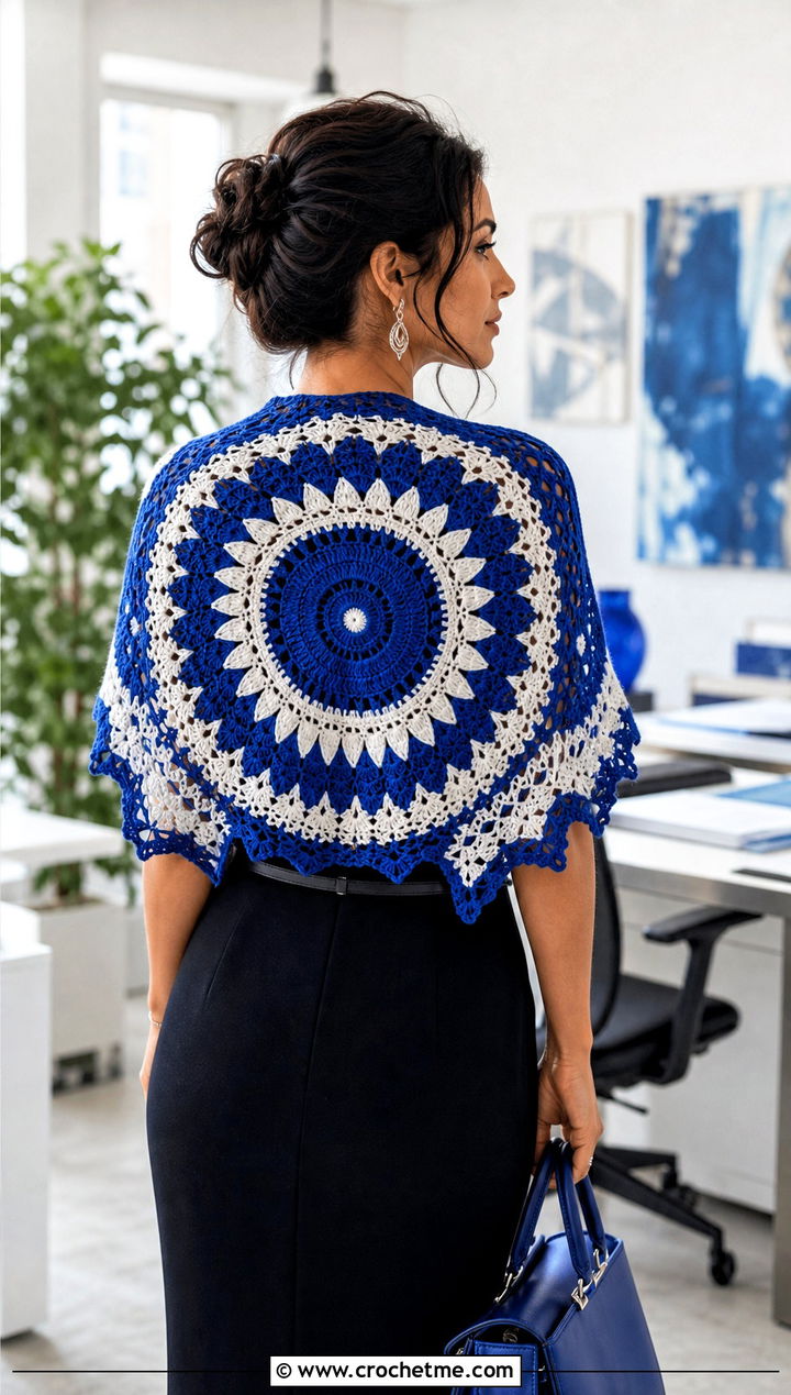 Witchy Mandala Crochet Shawl With Sheath Dress - 25 Witchy Crochet Shawl outfit ideas