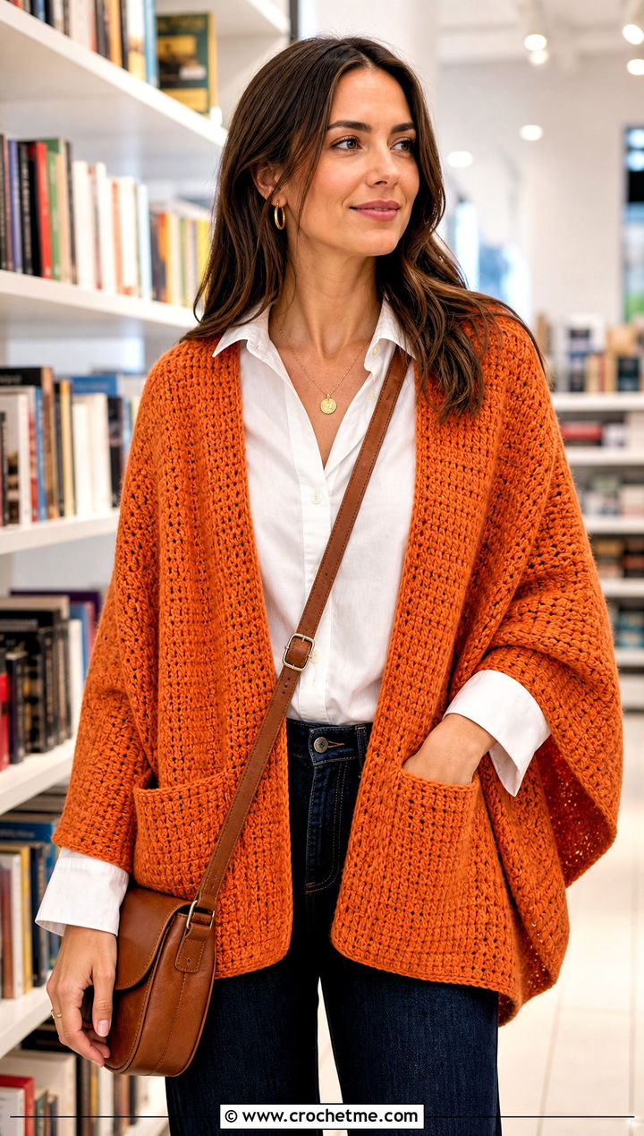 Witchy Pocket Crochet Shawl With Jeans - 25 Witchy Crochet Shawl outfit ideas