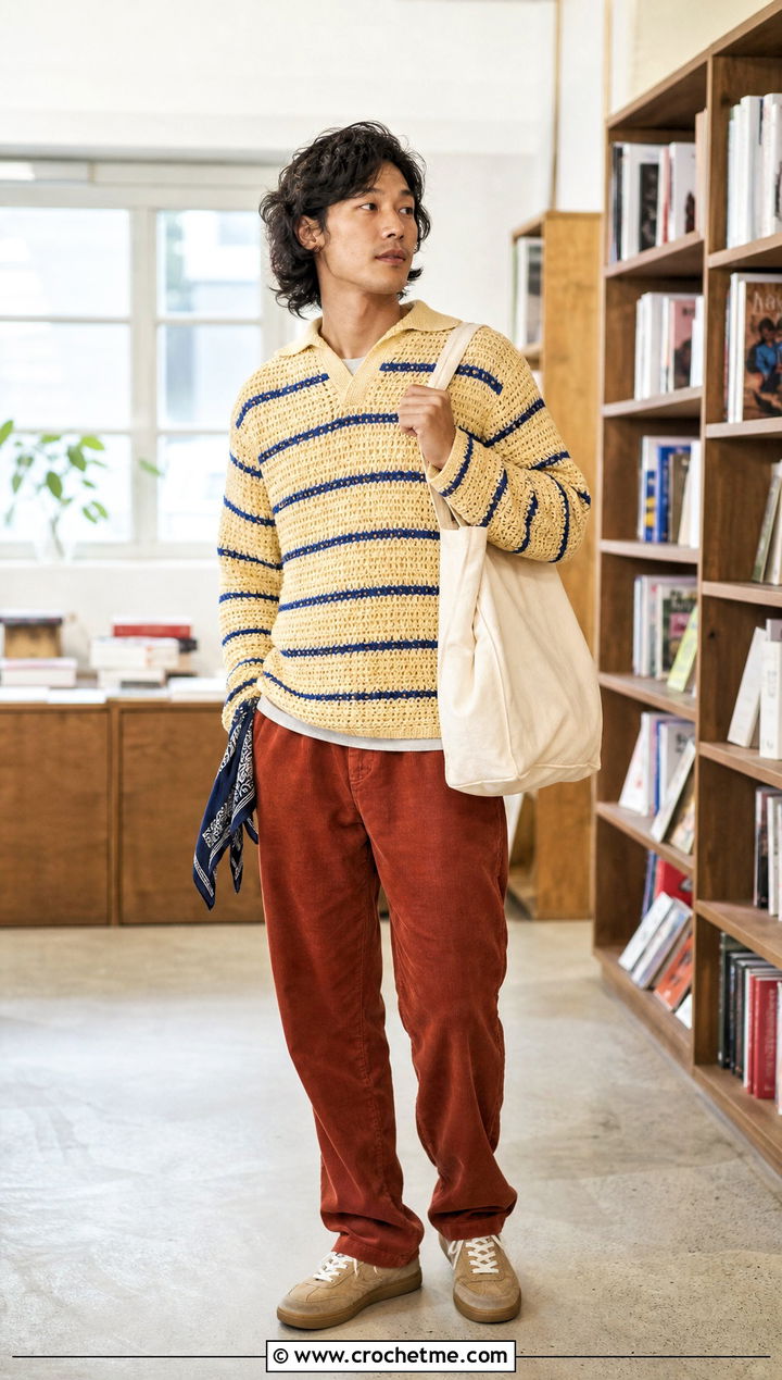Wolf Chan Crochet Striped Pullover Outfit - 35 skzoo crochet outfits ideas