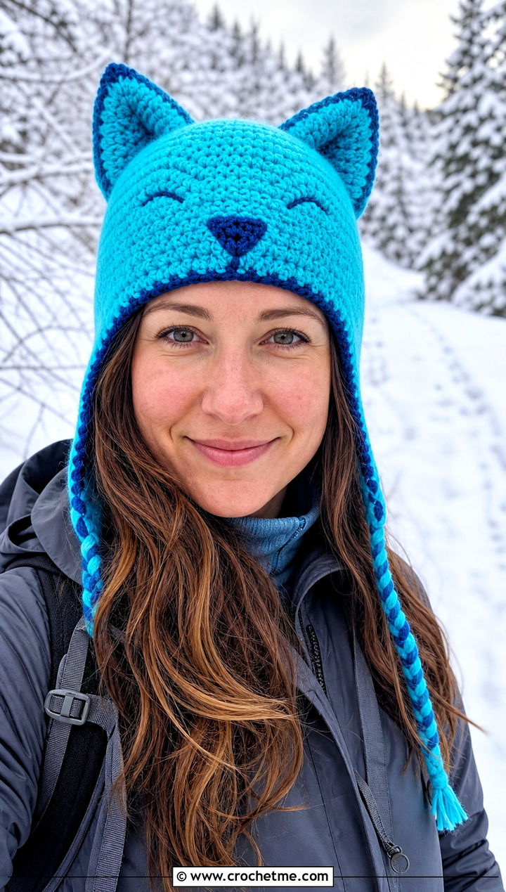 Wolf Crochet Ear Flap Hat With Hiking Outfit - 30 crochet adult ear flap hat outfit ideas