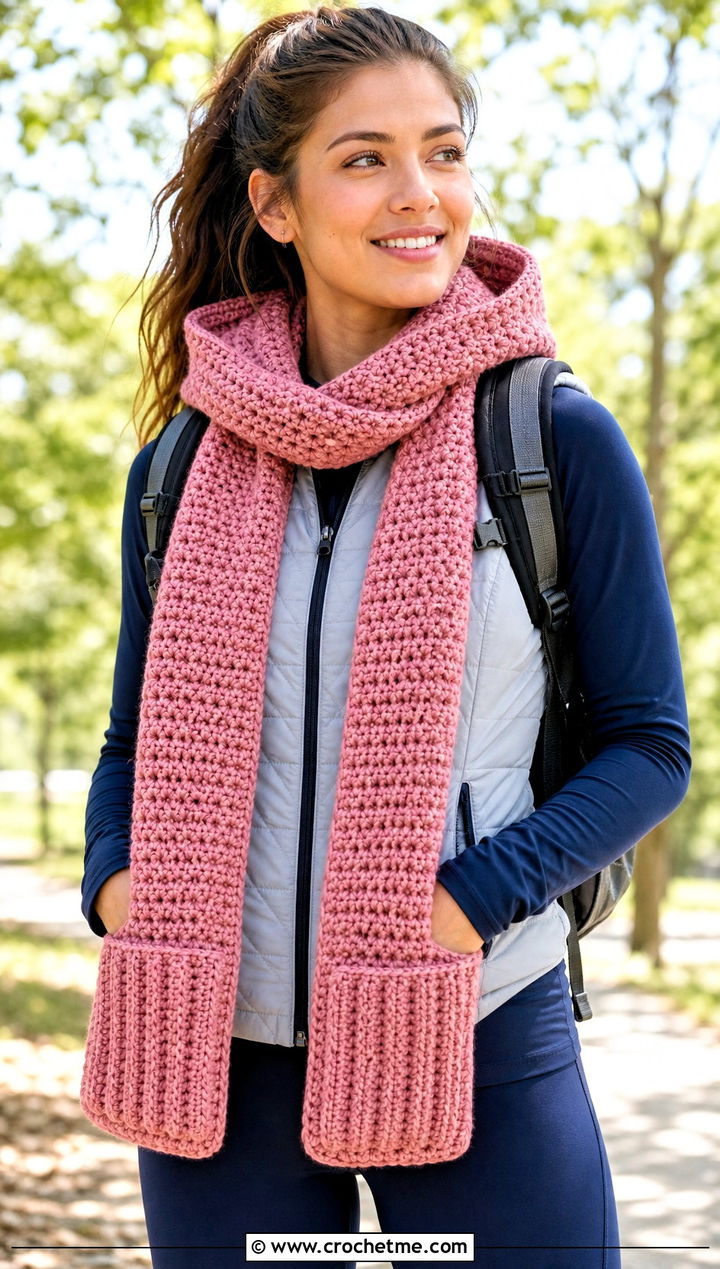 Woodland Hooded Crochet Scarf With Quilted Vest And Leggings - 15 Woodland Hooded Crochet Scarf outfit ideas