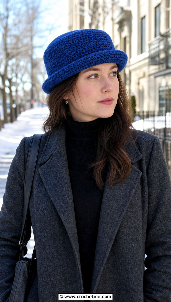 Wool Blend Crochet Pork Pie Hat With Long Coat - 25 crochet pork pie hat outfit ideas