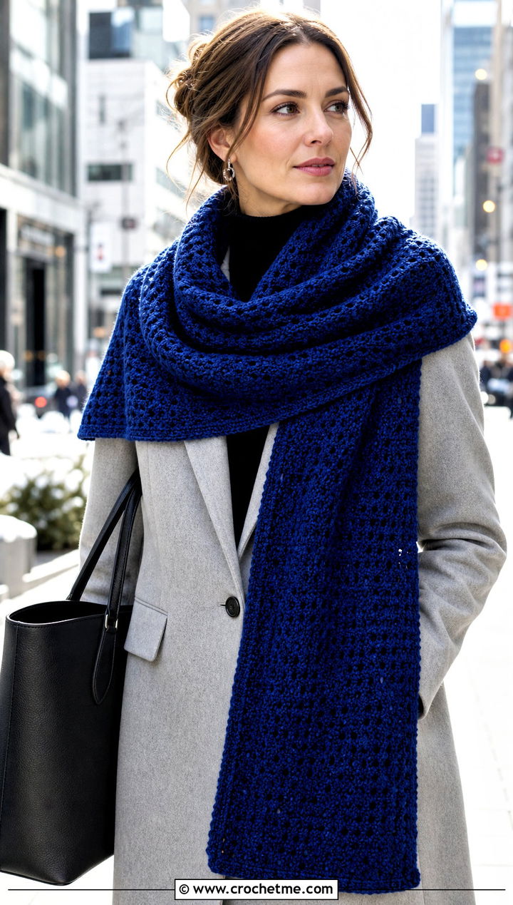 Wool Blend Rectangular Crochet Shawl With Long Coat - 30 rectangular crochet shawls outfit ideas