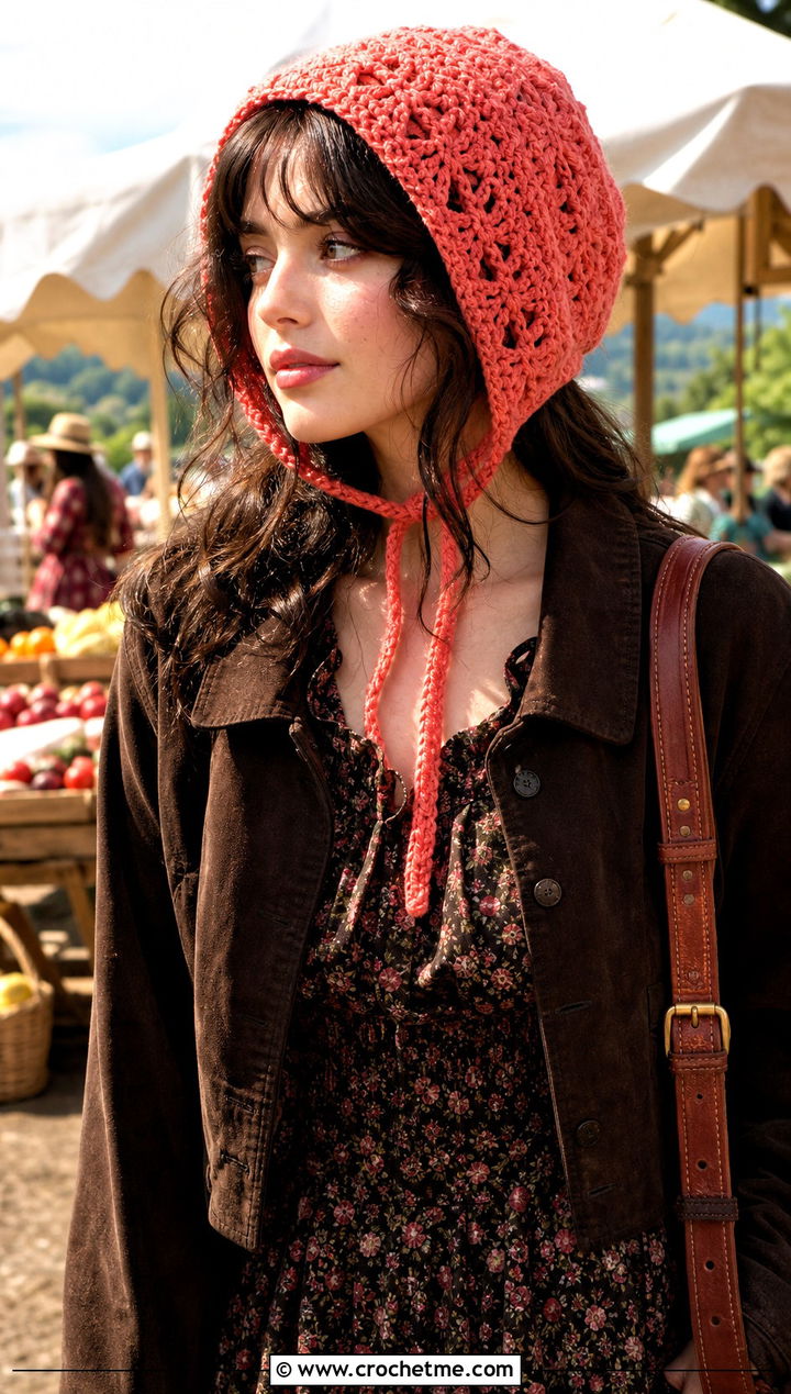 Wool Crochet Bonnet With Prairie Dress And Boots - 25 Wool Crochet Hat outfit ideas