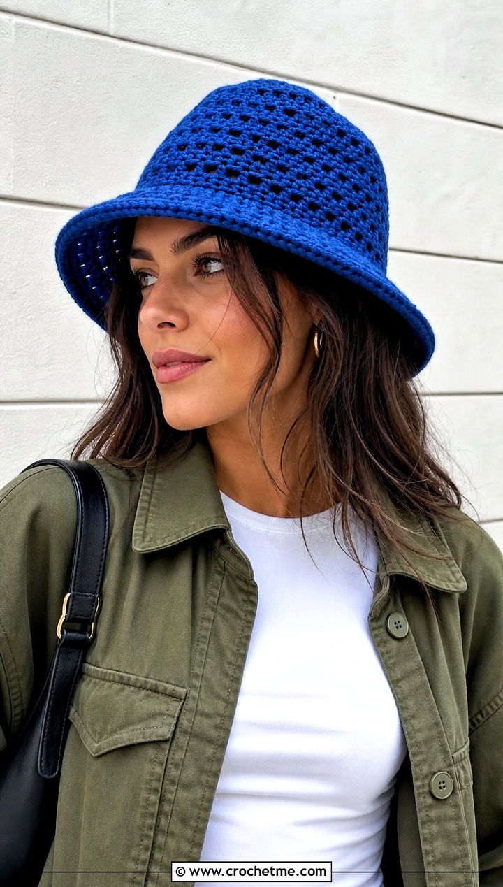 Wool Ease Crochet Bucket Hat With Utility Jacket - 25 Wool Ease Crochet Hat outfit ideas