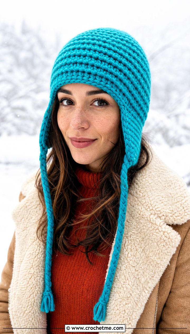 Wool Ease Crochet Earflap Hat With Shearling Jacket - 25 Wool Ease Crochet Hat outfit ideas