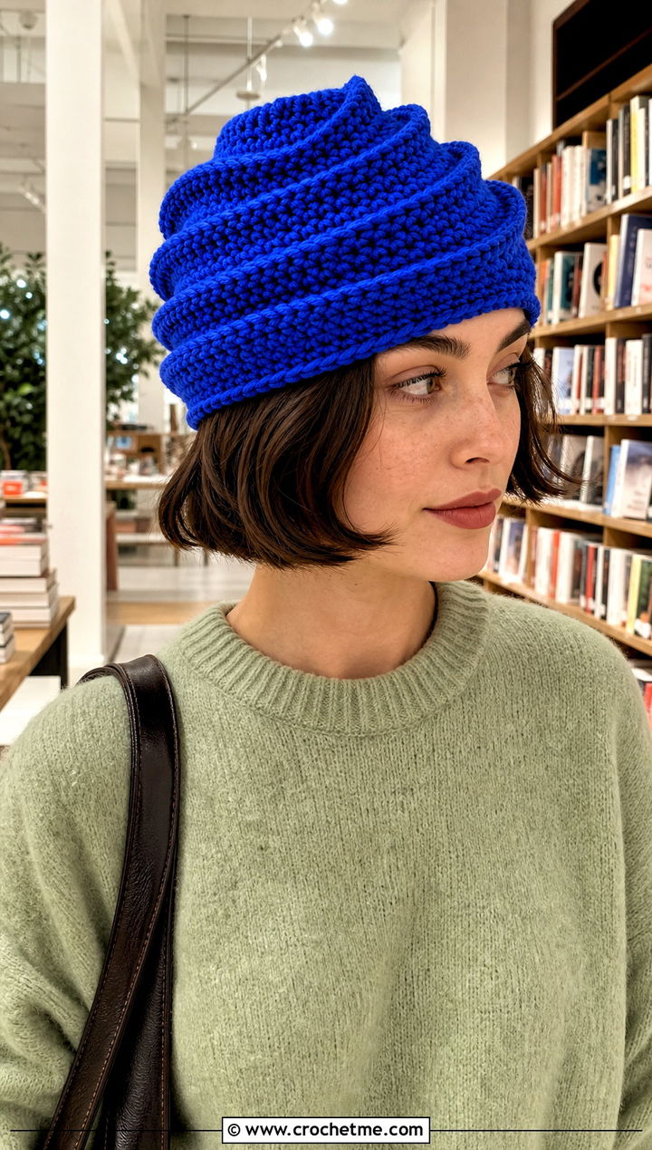 Wool Ease Crochet Spiral Hat With Oversized Sweater - 25 Wool Ease Crochet Hat outfit ideas