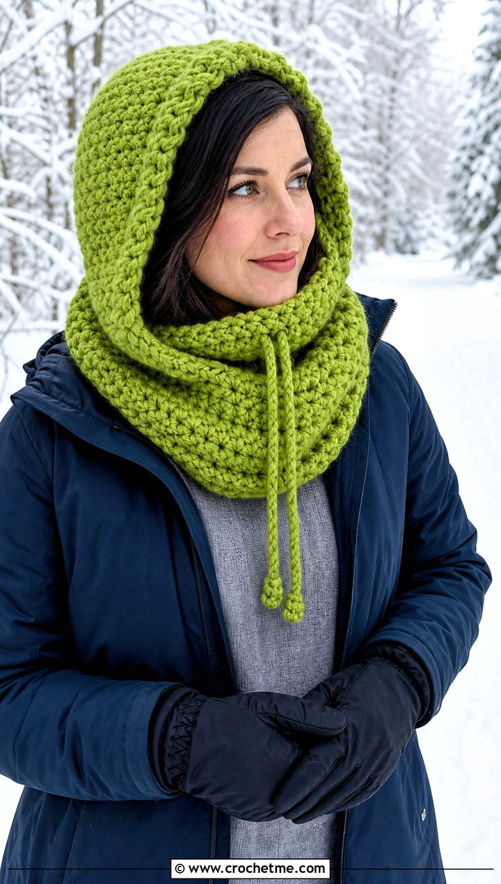 Wool Ease Thick And Quick Drawstring Hood Cowl With Parka - 20 Wool Ease Thick And Quick Crochet Cowl outfit ideas