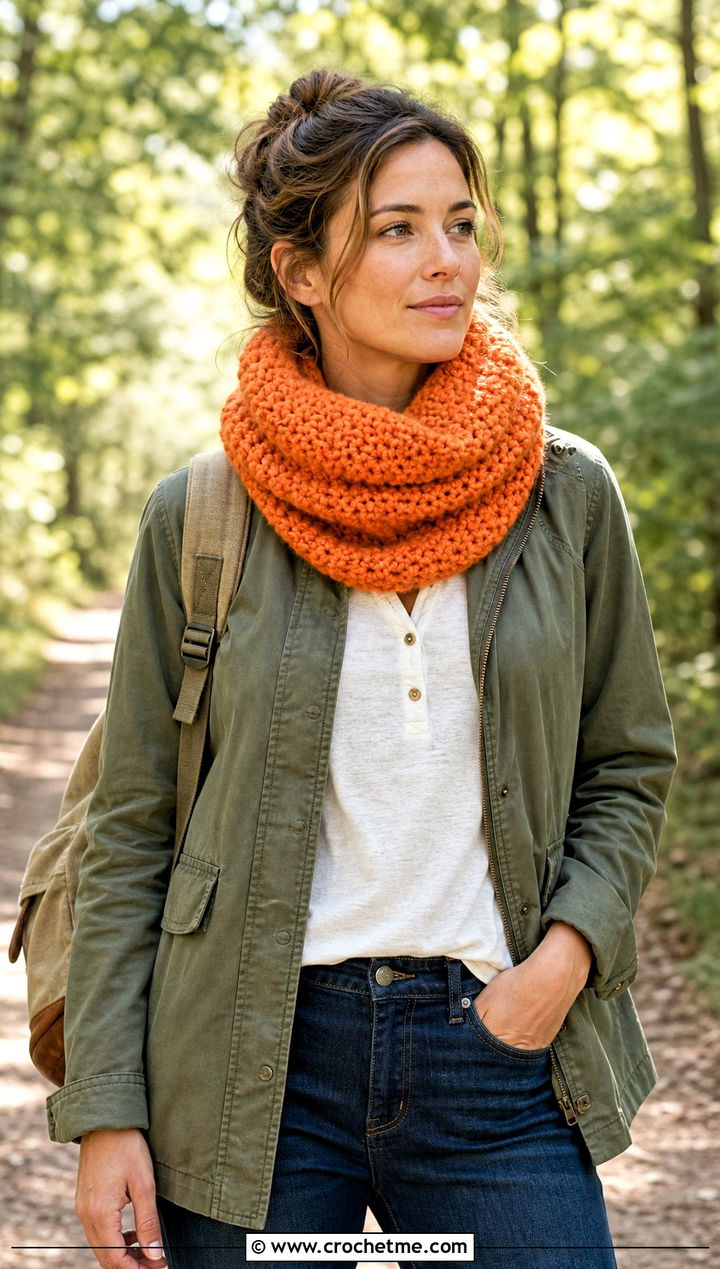 Wool Ease Thick And Quick Moss Stitch Cowl With Utility Jacket - 20 Wool Ease Thick And Quick Crochet Cowl outfit ideas