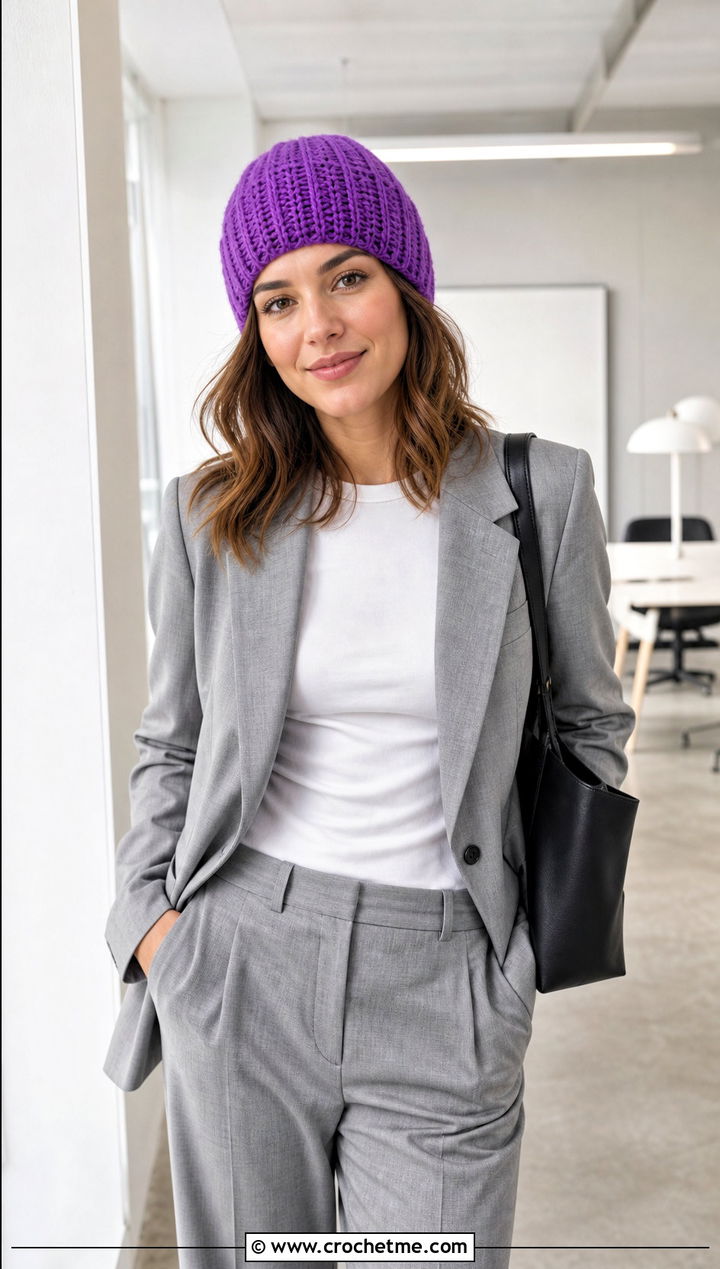 Worsted Weight Knit Look Crochet Beanie With Matching Suit - 25 Worsted Weight Crochet Beanie outfit ideas