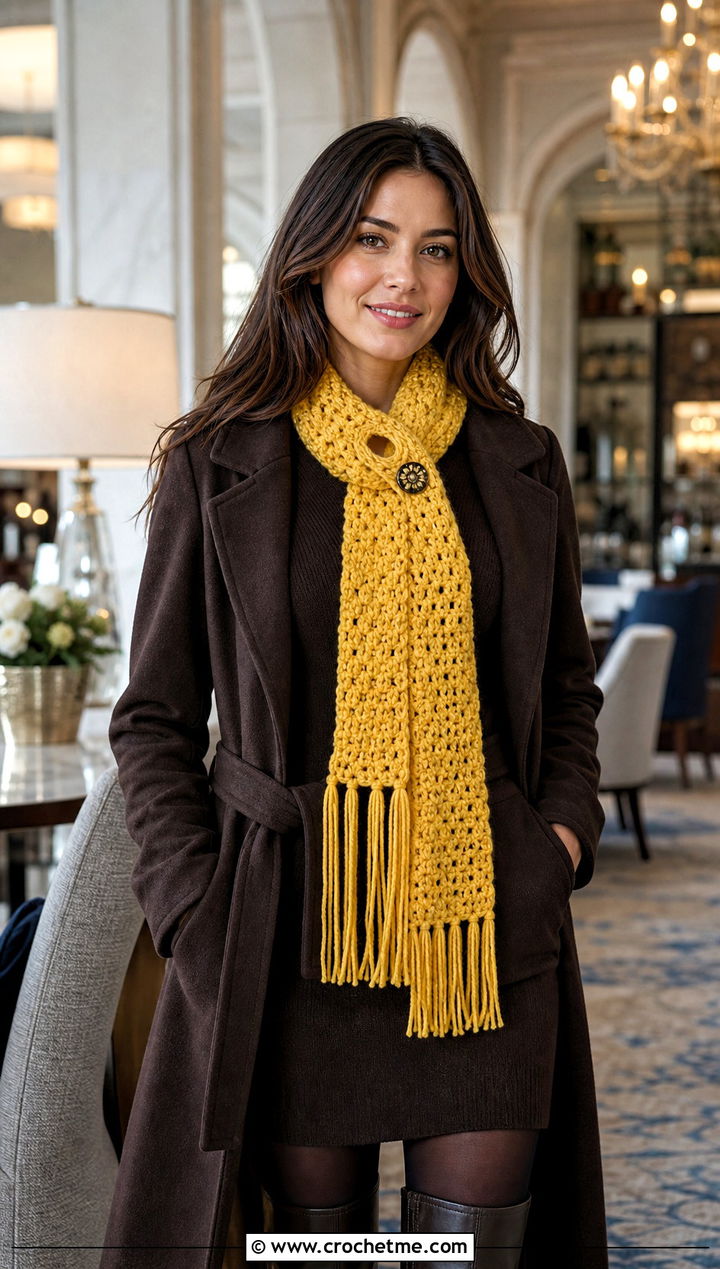 Worsted Weight Winter Wishes Crochet Scarf With Sweater Dress - 15 Winter Wishes Crochet Scarf outfit ideas