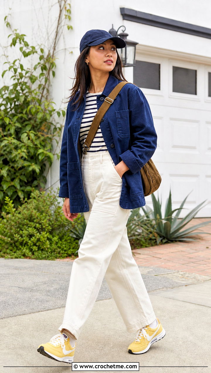 Woven Crochet Nike Waffle Debut With Chore Jacket - 35 crochet nike shoes outfit ideas