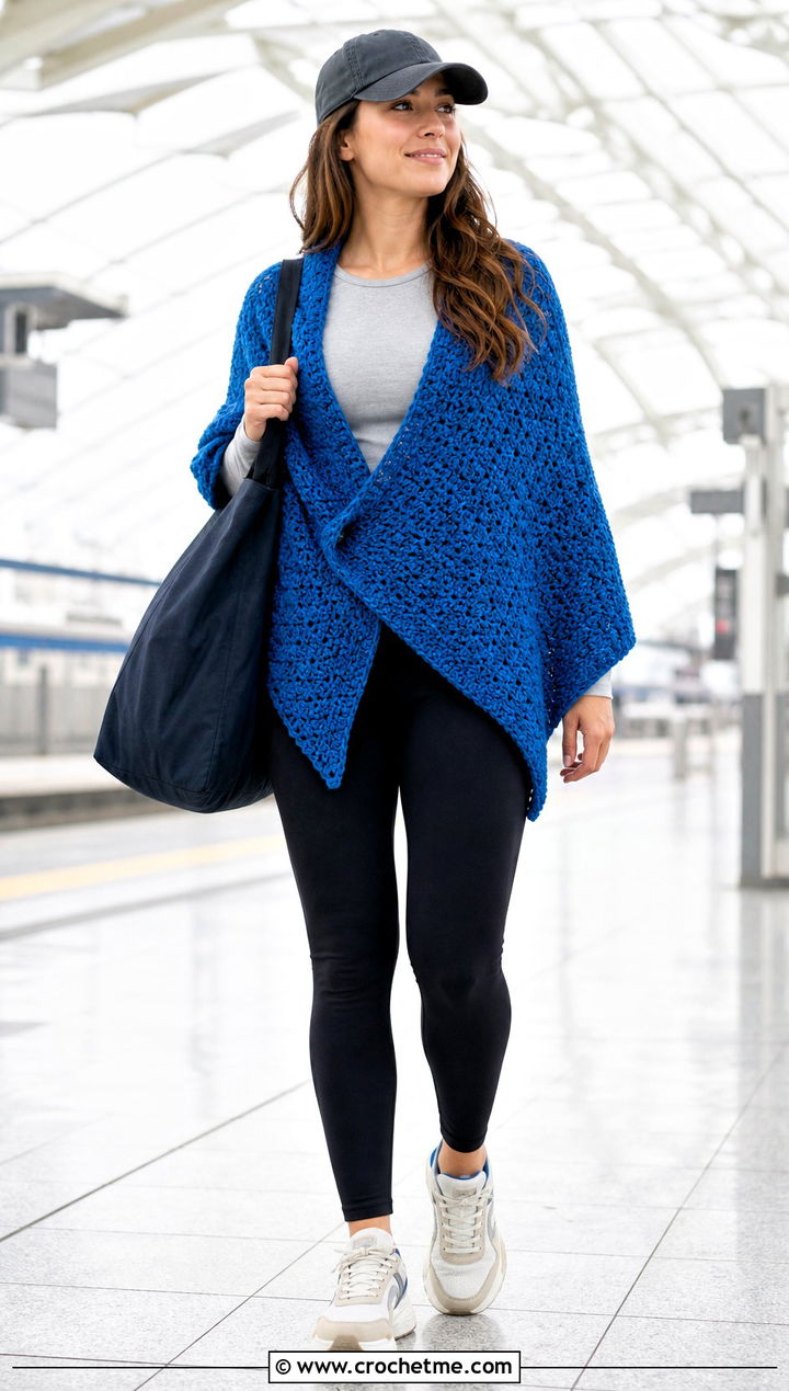 Wrap Around Corner To Corner Crochet Shawl With Leggings - 15 Corner To Corner Crochet Shawl outfit ideas