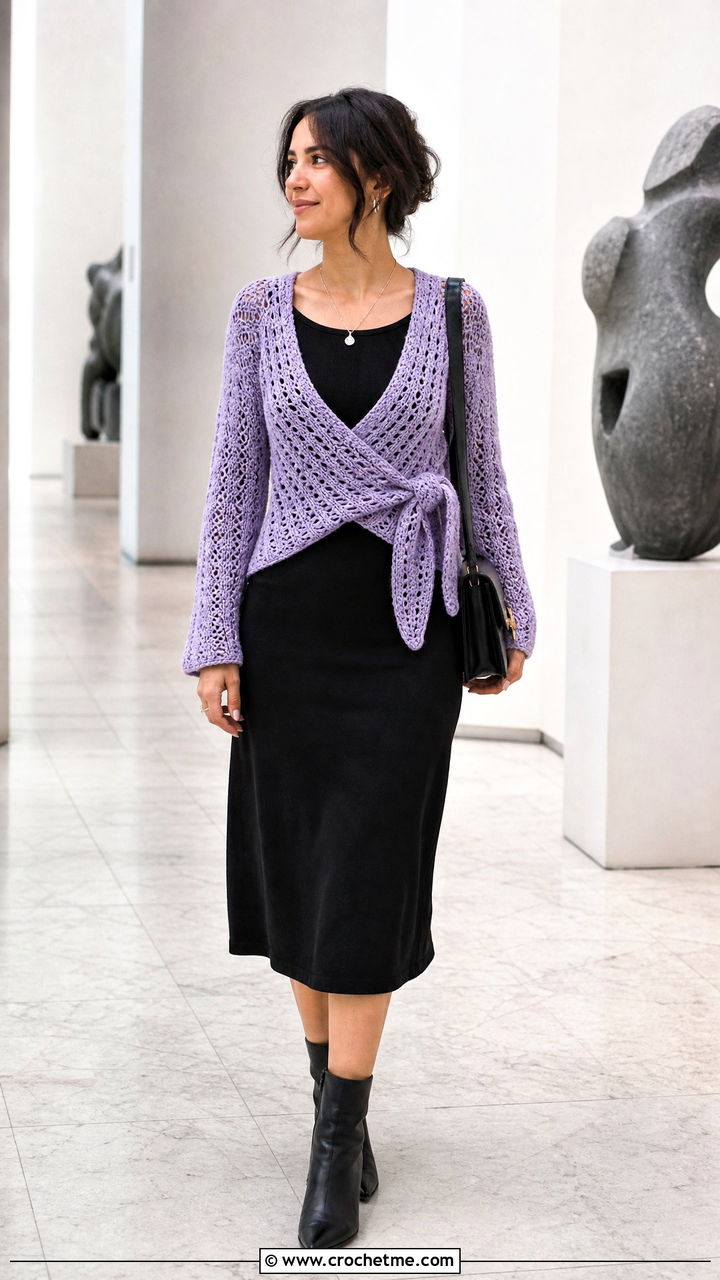 Wrap Crochet Top With Midi Dress - 35 goth crochet top outfit ideas