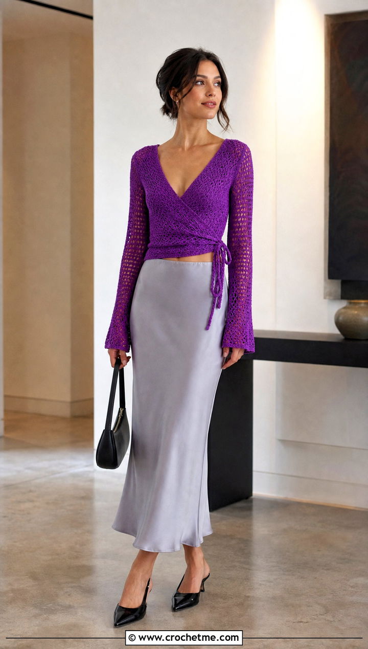 Wrap Crochet Top With Slip Skirt - 25 Crochet Top Ideas With Sleeves
