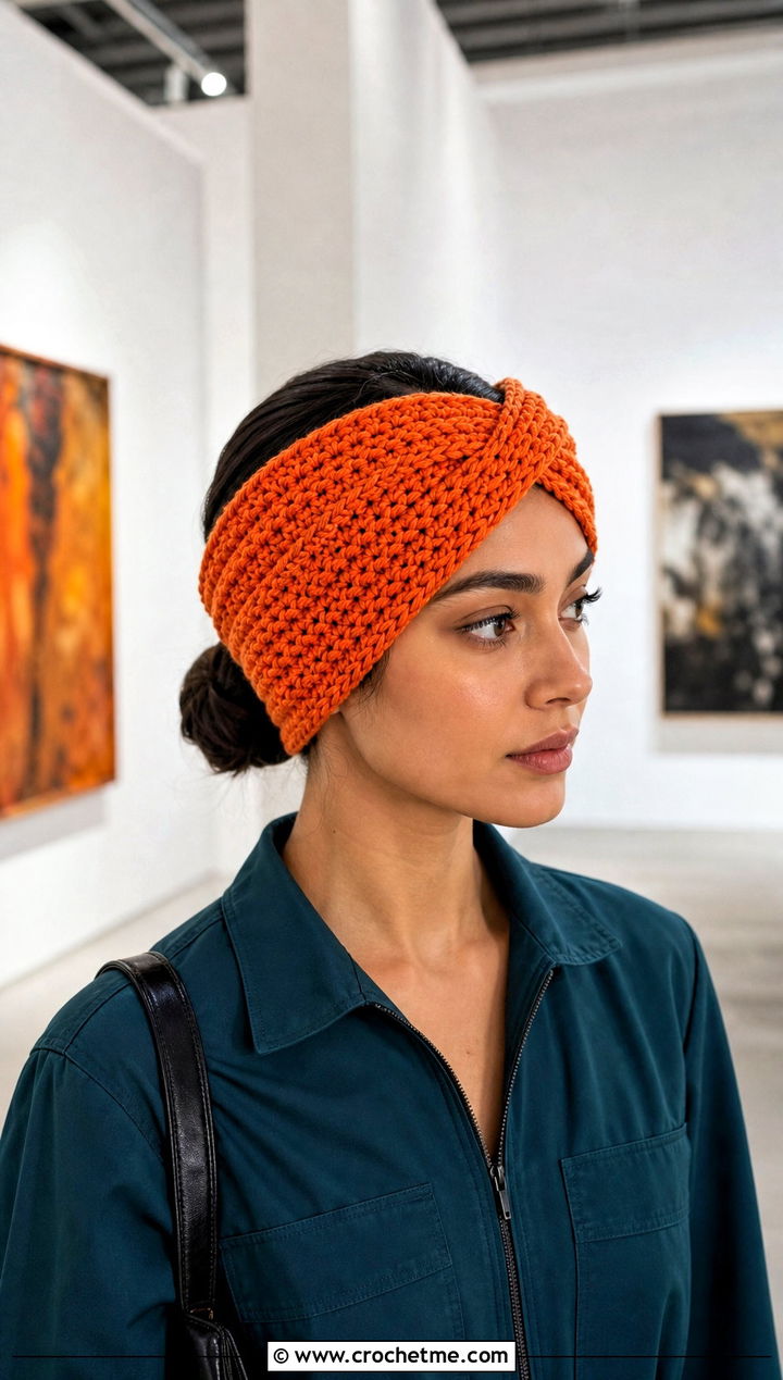 X Twist Crochet Ear Warmer With Jumpsuit - 25 Diy Crochet Headband Ear Warmers outfit ideas