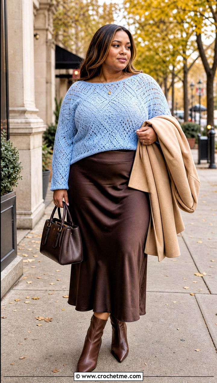 XL Boat Neck Crochet Top With Slip Skirt - 25 Xl Crochet Top outfit ideas