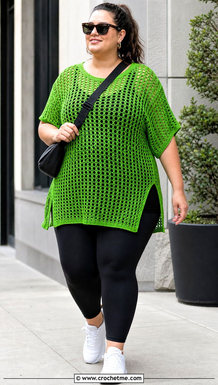 XL Crochet Tunic Top With Leggings - 25 Xl Crochet Top outfit ideas