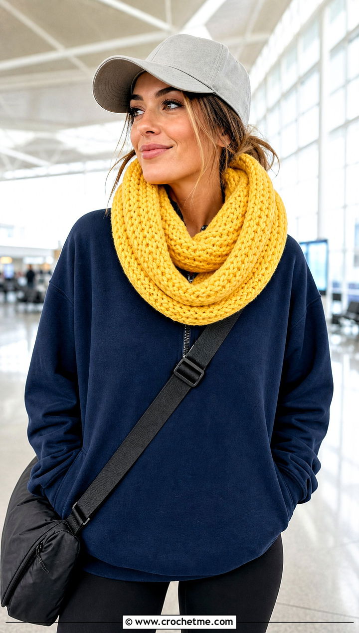 Yellow Infinity Crochet Scarf With Leggings - 15 yellow crocheted scarf on table outfit ideas
