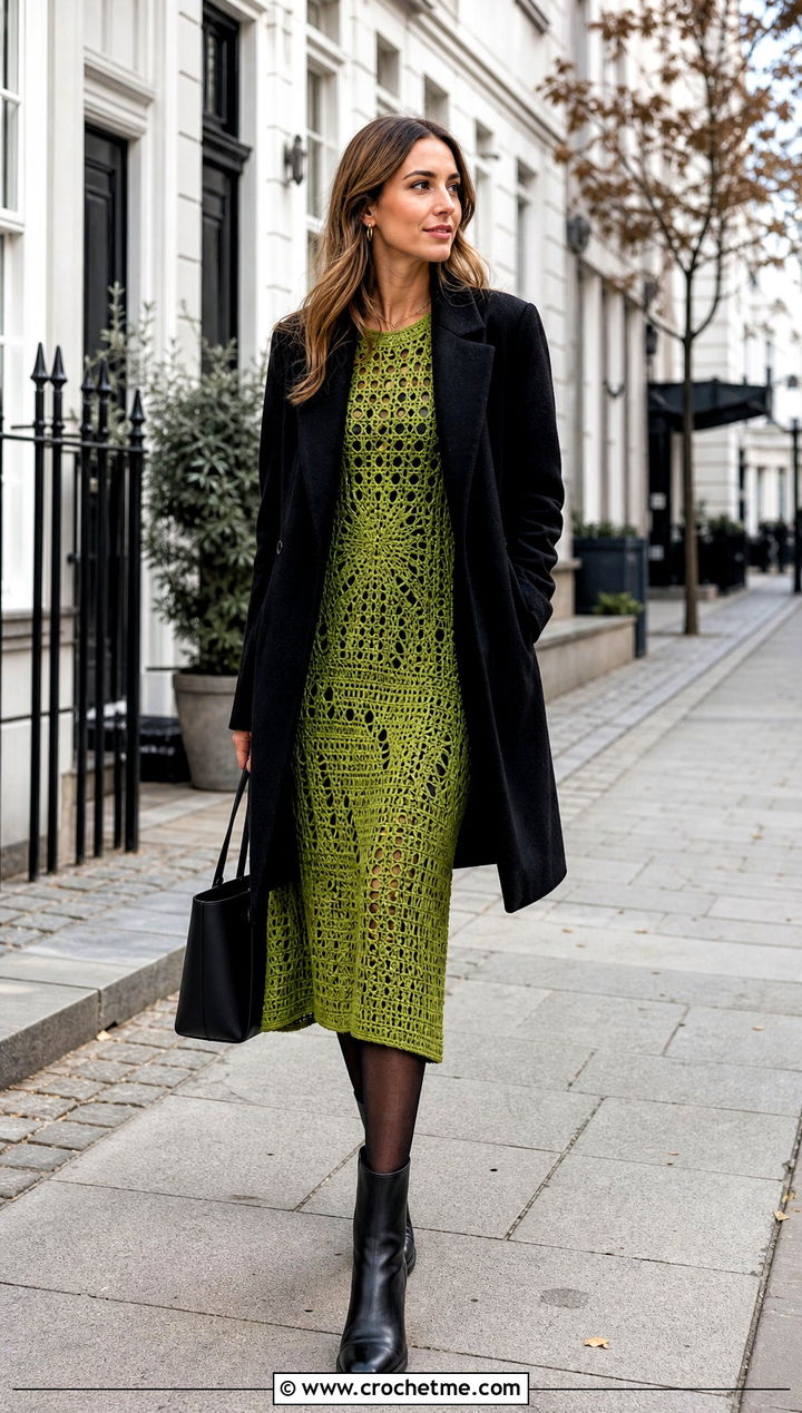 Zara Long Sleeve Crochet Dress With Ankle Boots - 15 zara crochet dress outfit ideas