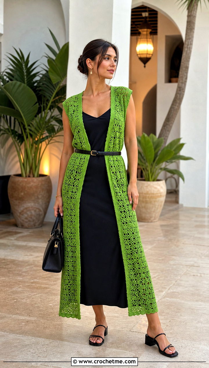Zara Longline Crochet Vest Top With Slip Dress - 15 zara crochet vest top outfit ideas