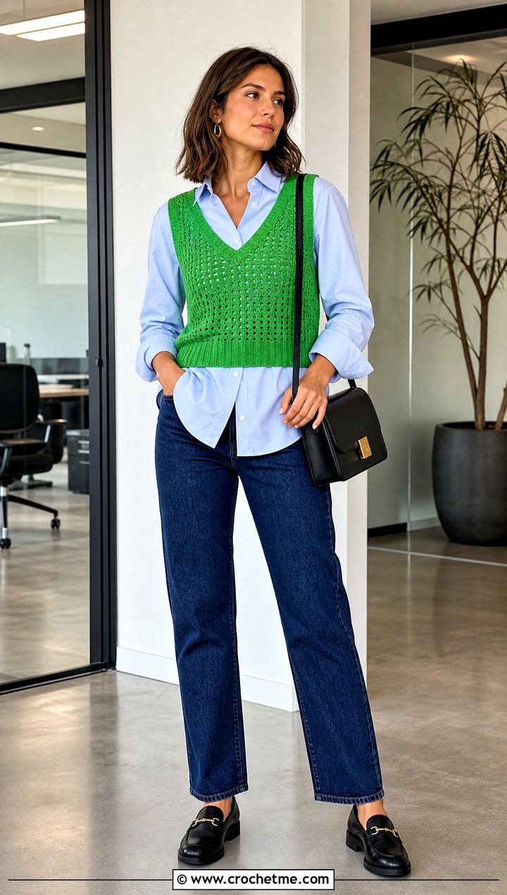 Zara V Neck Crochet Crop Top Over A Poplin Shirt - 20 zara crochet crop top outfit ideas